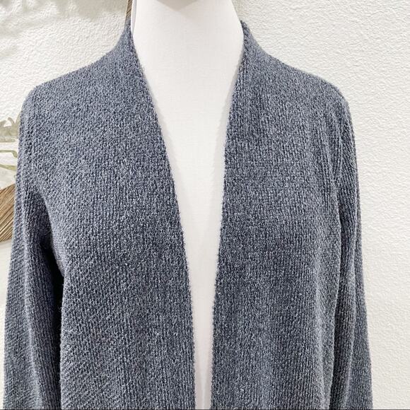 Clara Sunwoo Long Open Front Cardigan Pockets Blue Medium - Picture 2 of 6